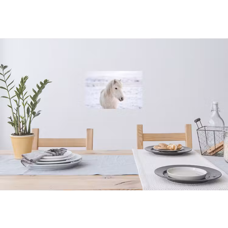 Paard - Kop - Winter - Dieren - Wit Muursticker klein -eettafel