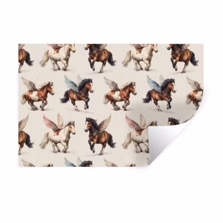 Paarden - Vleugels - Kleurrijk Muursticker klein 286 -3d