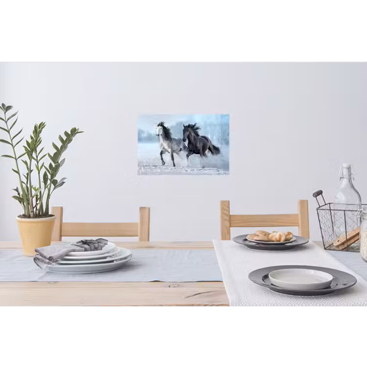 Paarden - Winter - Dieren - Natuur - Sneeuw Muursticker klein -eettafel