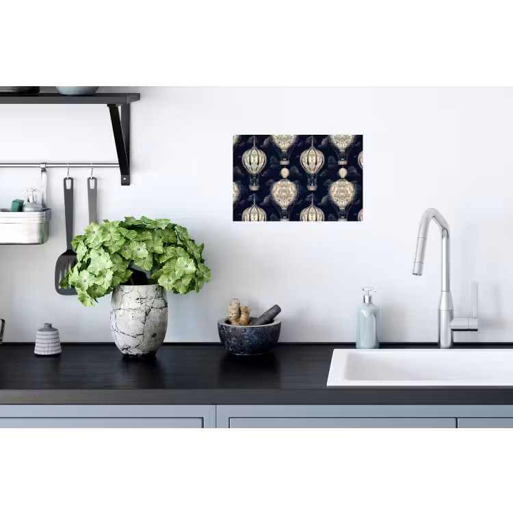 Luchtballonnen - Wolken - Patroon - Donkerblauw Muursticker klein 286 -keuken