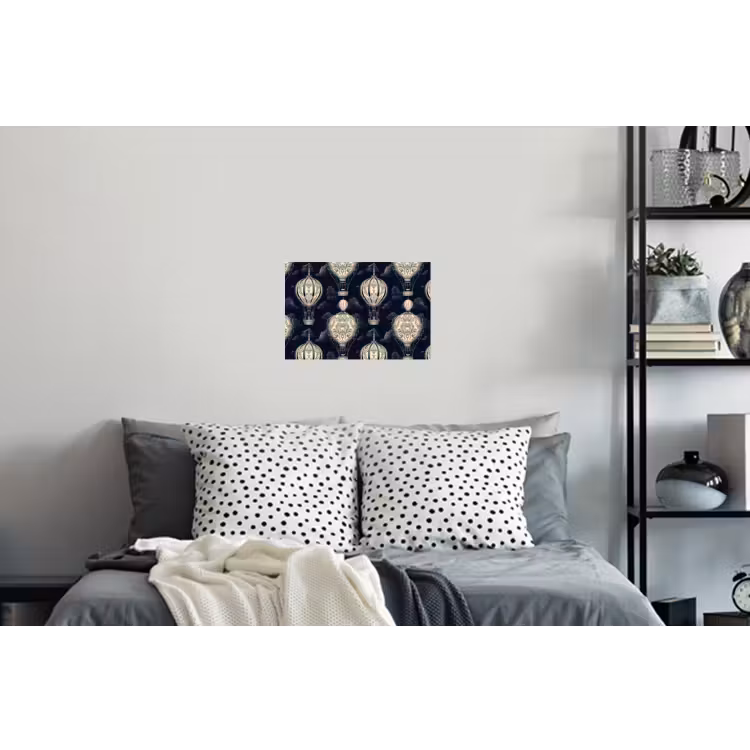 Luchtballonnen - Wolken - Patroon - Donkerblauw Muursticker klein 286 -slaapkamer