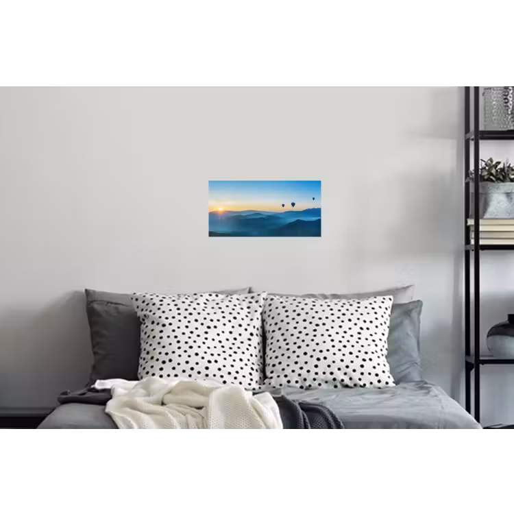 Luchtballonnen - Bergen - Zonsopgang - Landschap Muursticker klein -slaapkamer