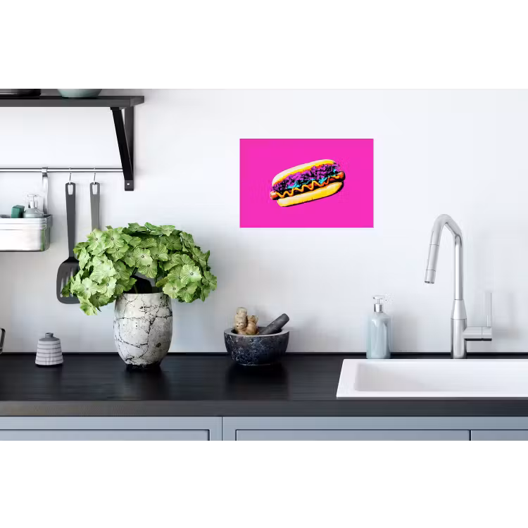 Hotdog - Roze - Retro Muursticker klein -keuken