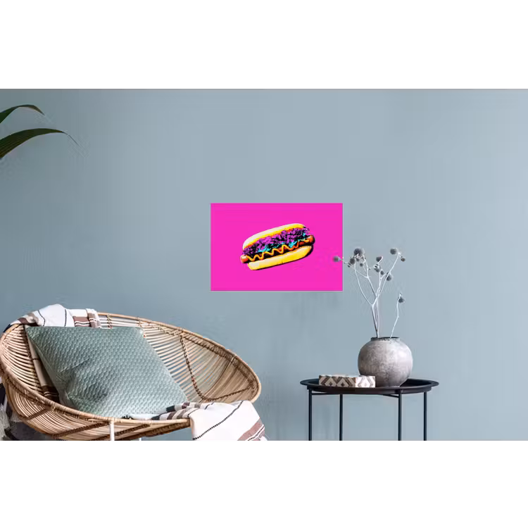 Hotdog - Roze - Retro Muursticker klein -plant