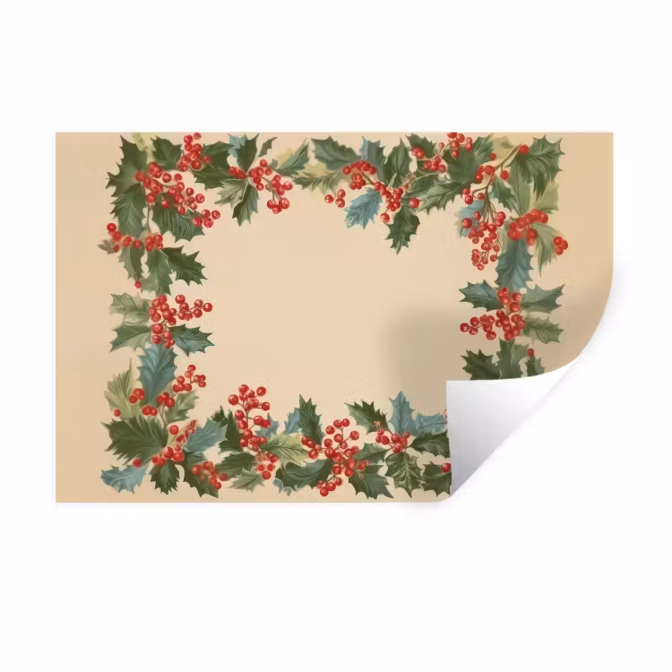 Hulstrand - Bessen - Beige Muursticker klein -3d