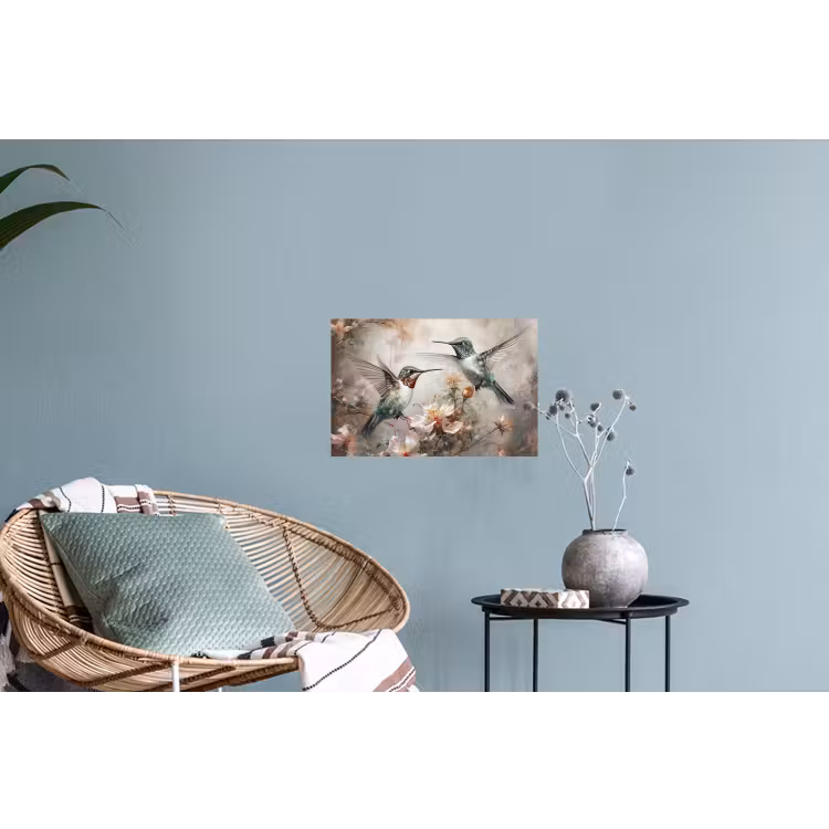 Kolibrie - Vogels - Bloemen - Planten Muursticker klein -plant