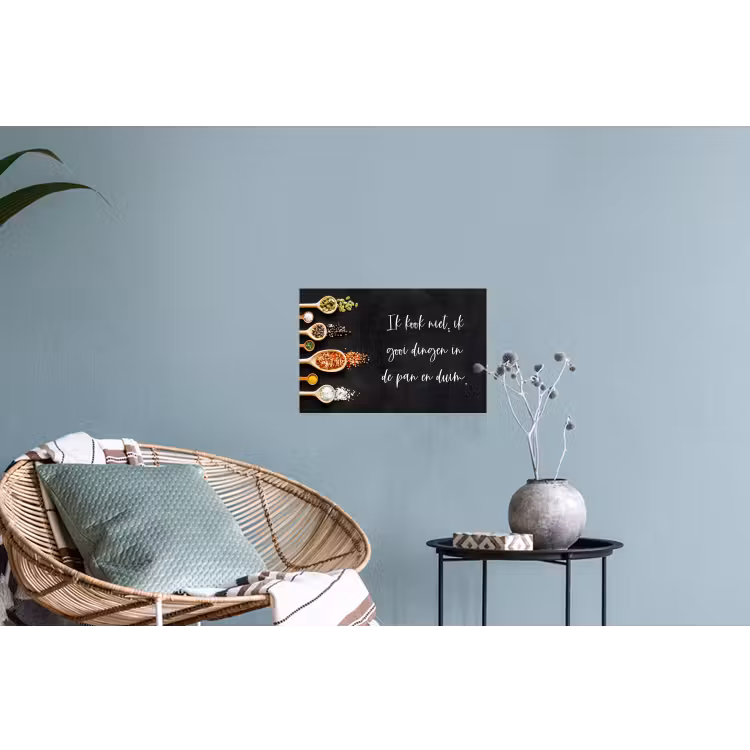 Ik gooi dingen in de pan en duim - Keuken - Quotes - Spreuken - Humor Muursticker klein -plant