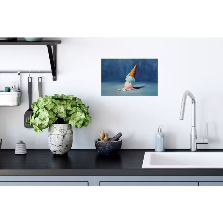 Ijshoorn - Bolletjes - Smelt - Roze Muursticker klein -keuken