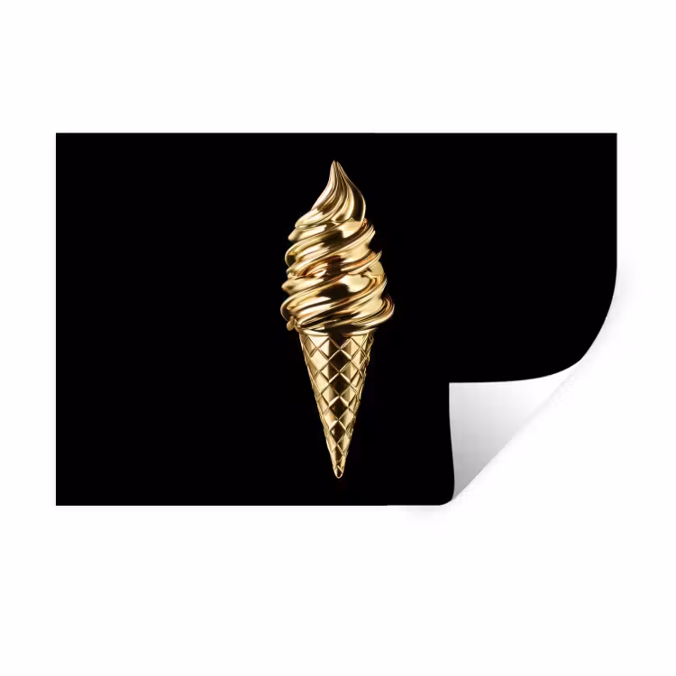 Ijs - Goud - Zwart - Eten Muursticker klein -3d