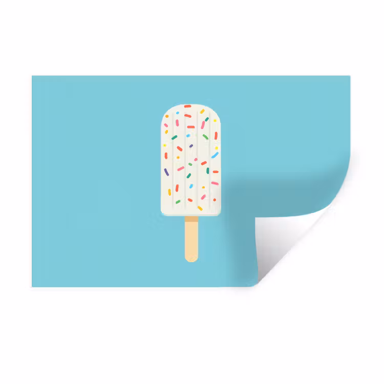 Ijsje - Stokje - Sprinkles - Lichtblauw Muursticker klein -3d