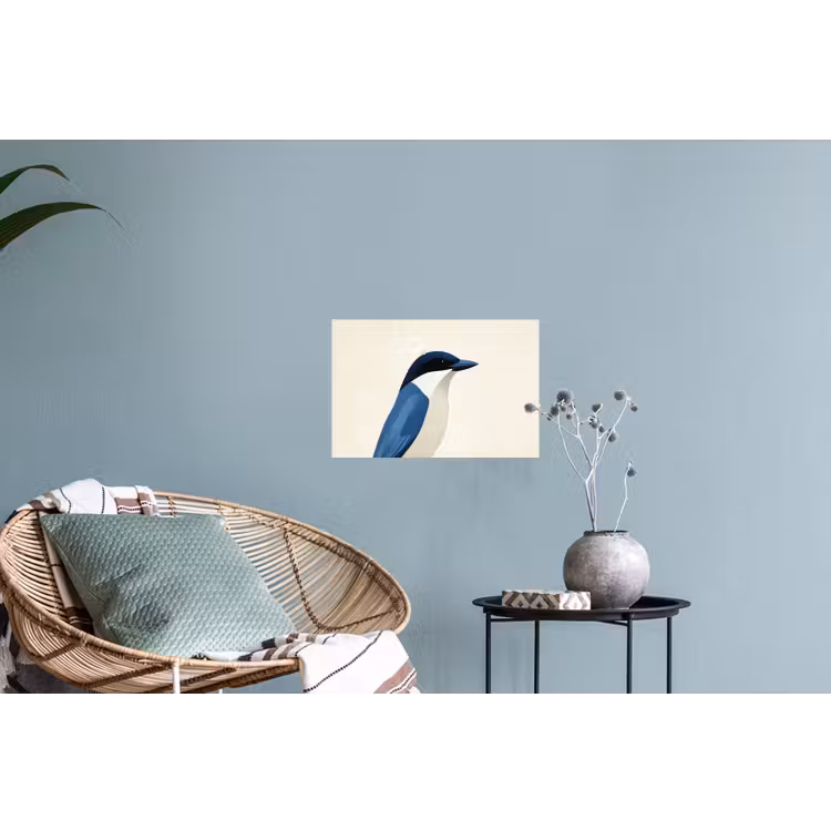 Illustratie - Blauw - Vogel Muursticker klein -plant