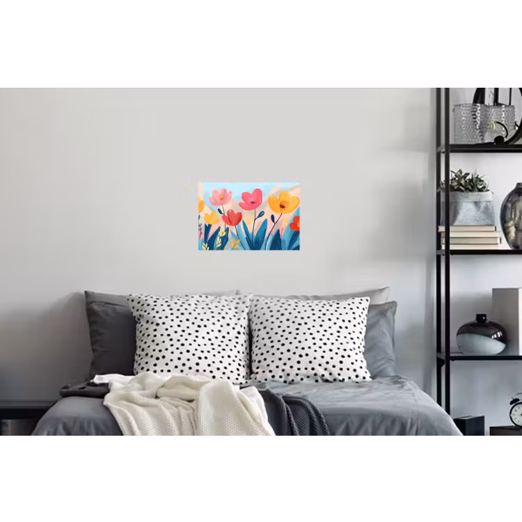 Illustratie - Bloemen - Kleurrijk Muursticker klein -slaapkamer