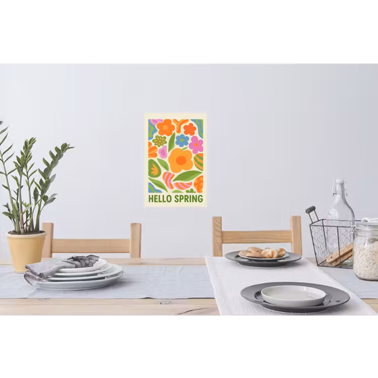 Illustratie - Bloemen - Quote - Kleurrijk Muursticker klein -eettafel