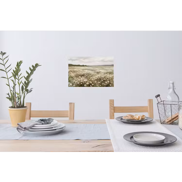 Illustratie - Landschap - Wit Muursticker klein -eettafel