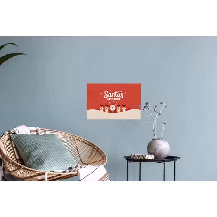 Illustratie - Kerstman - Rendieren - Rood Muursticker klein -plant