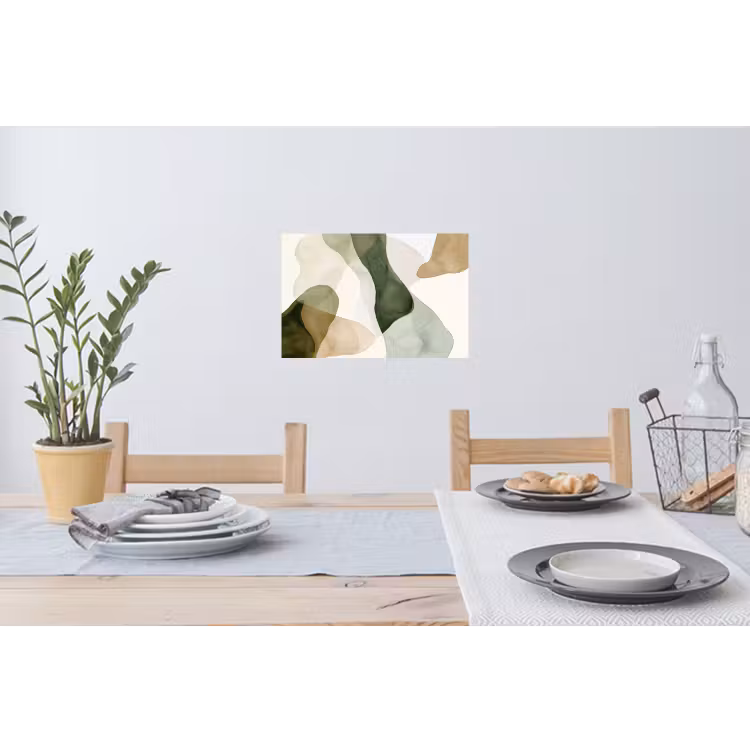 Japandi - Abstract - Groen Muursticker klein -eettafel