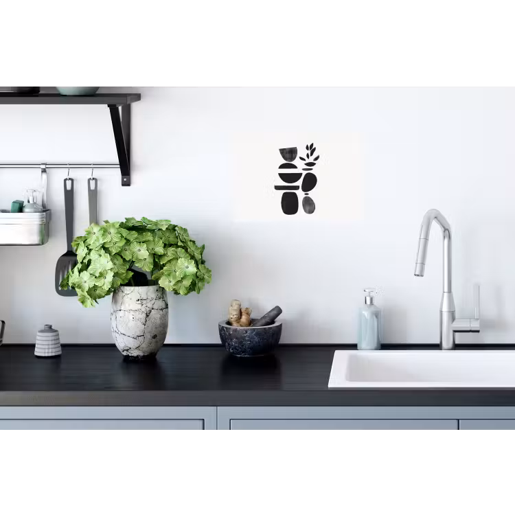 Japandi - Zwart - Abstract Muursticker klein -keuken