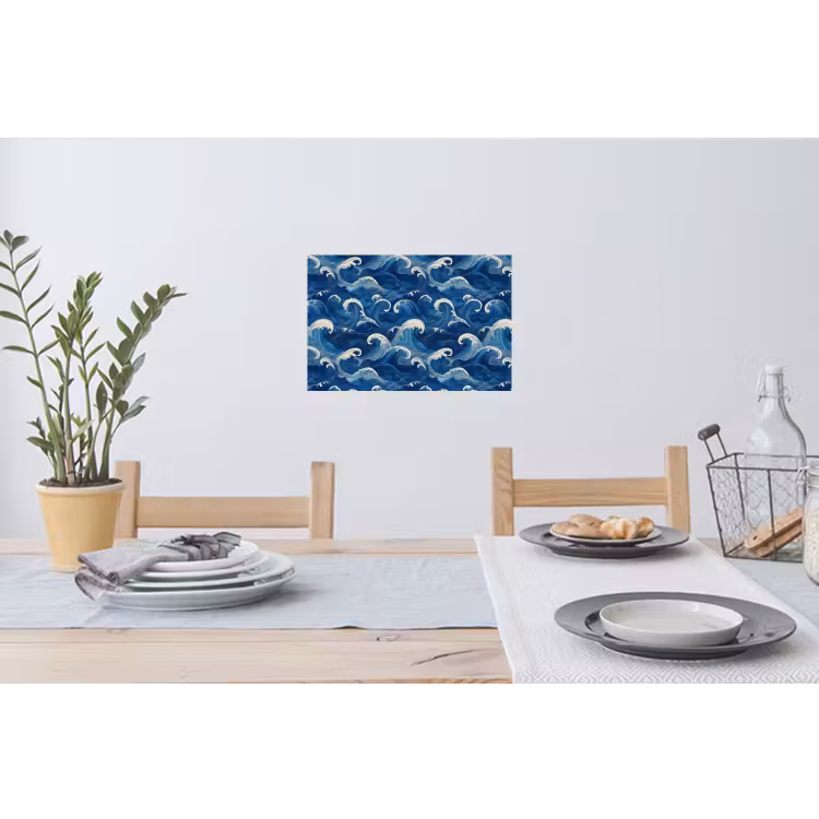 Japans - Oceaan - Golven - Blauw Muursticker klein 286 -eettafel