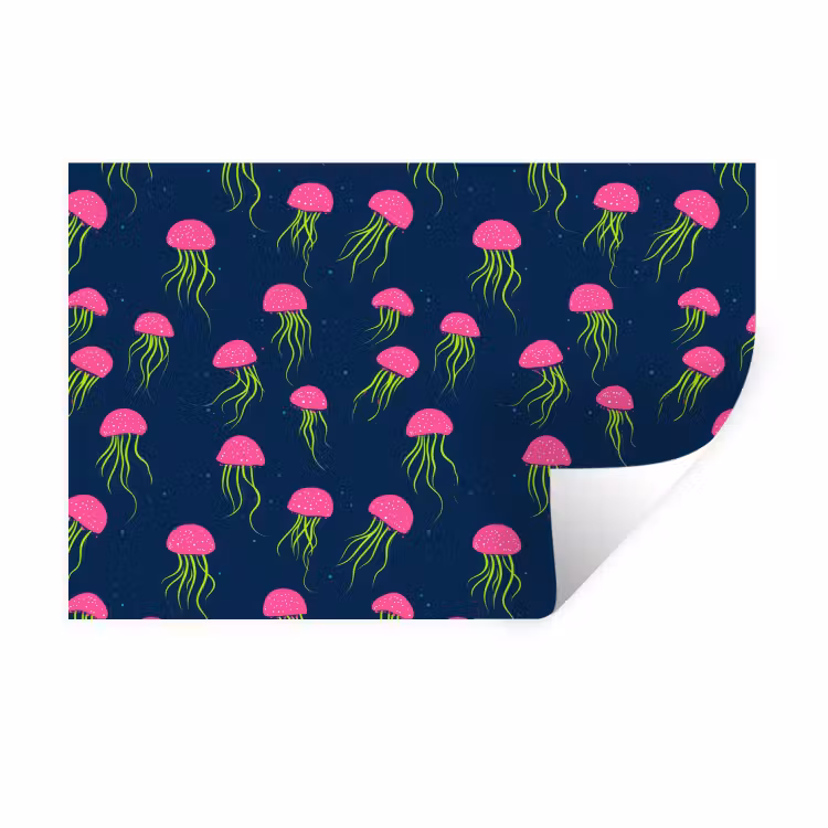 Kwallen - Diepzee - Neon Muursticker klein 286 -3d