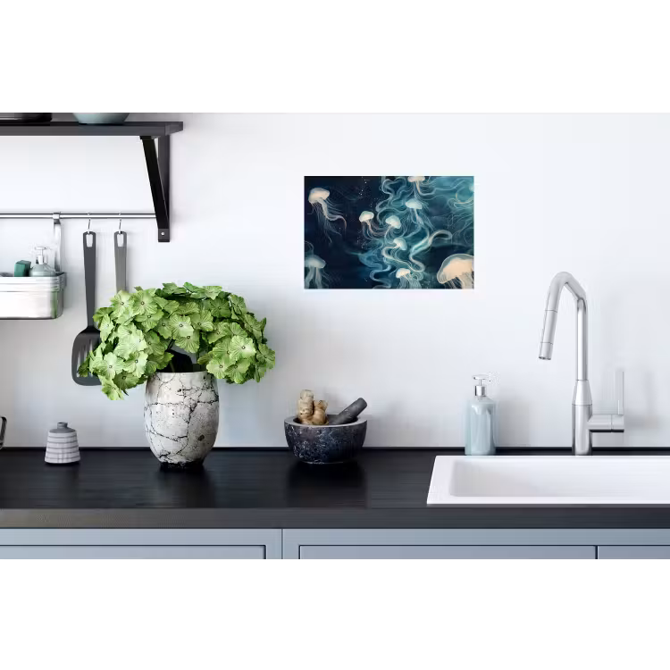 Kwallen - Zee - Wit - Golven Muursticker klein -keuken