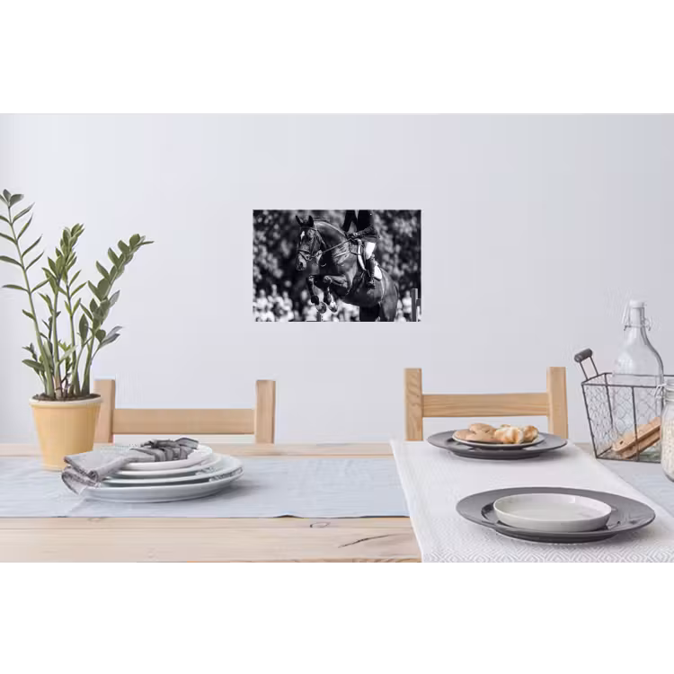 Springen - Paard - Zwart - Wit Muursticker klein -eettafel