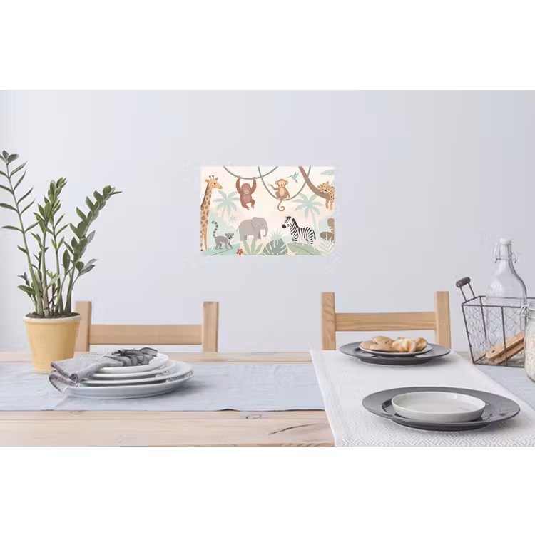 Jungle - Dieren - Groen Muursticker klein -eettafel