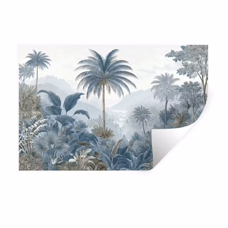 Jungle - Modern - Blauw - Groen Muursticker klein -3d
