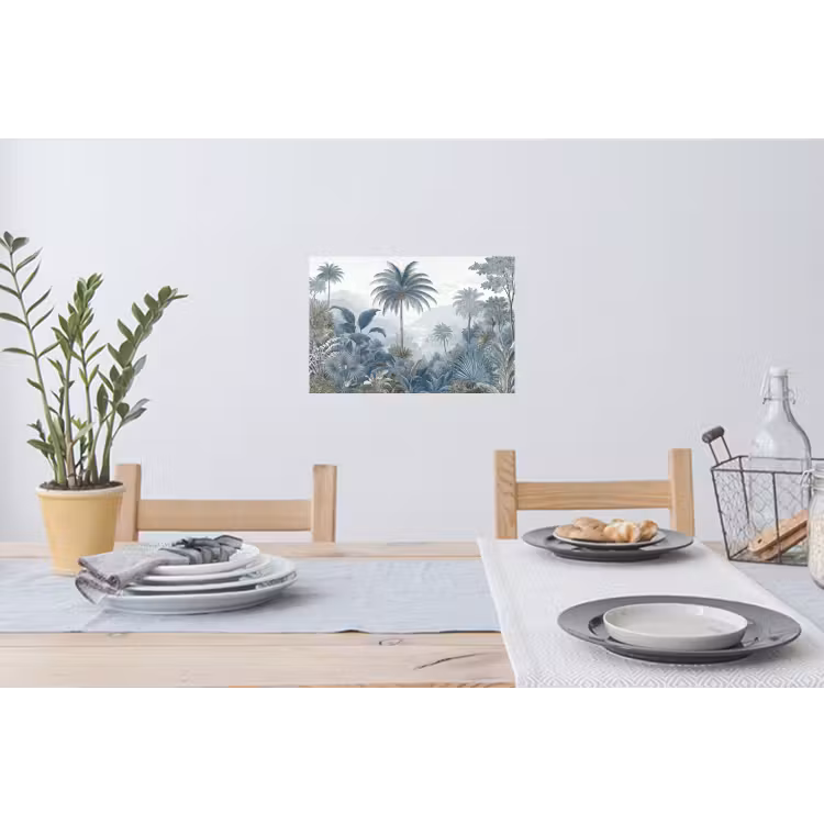 Jungle - Modern - Blauw - Groen Muursticker klein -eettafel