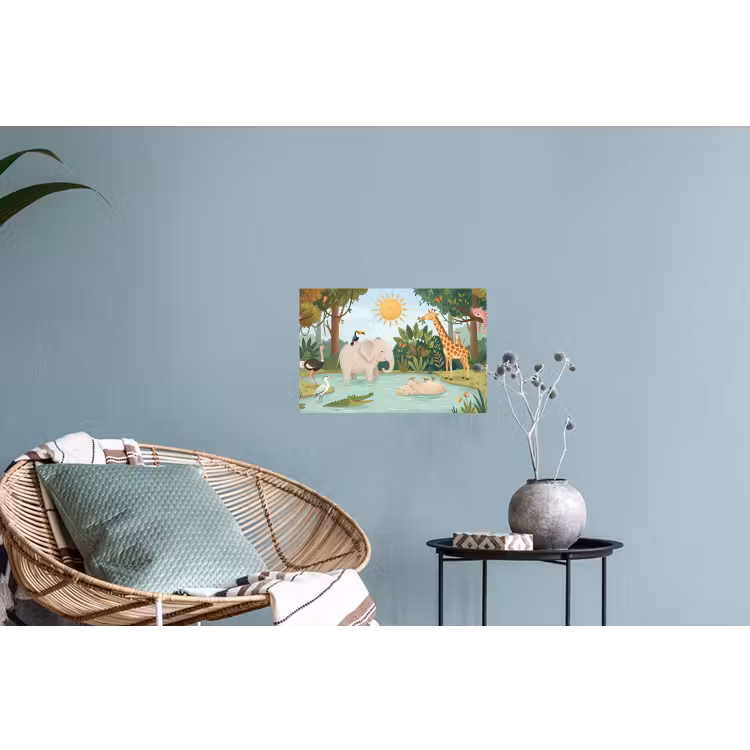 Jungle - Oase - Dieren - Kleurrijk Muursticker klein -plant
