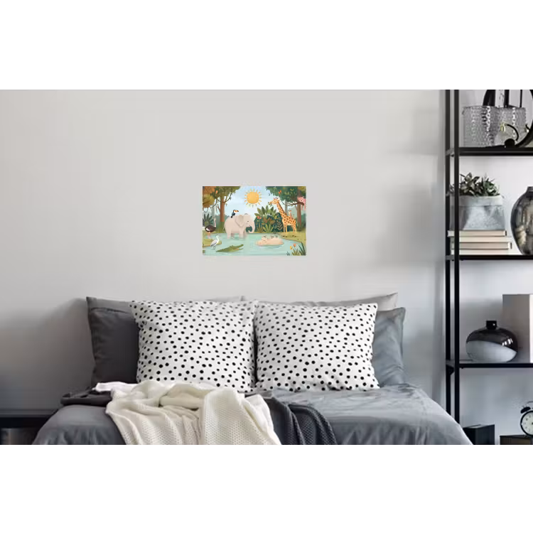 Jungle - Oase - Dieren - Kleurrijk Muursticker klein -slaapkamer