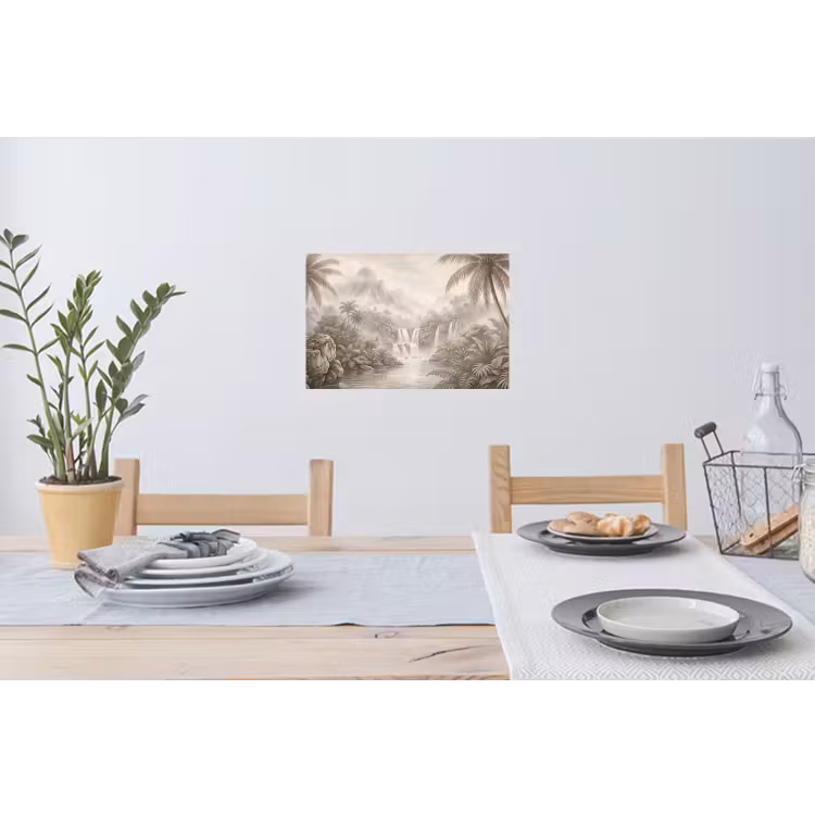 Jungle - Watervallen - Tropisch - Illustratie Muursticker klein -eettafel