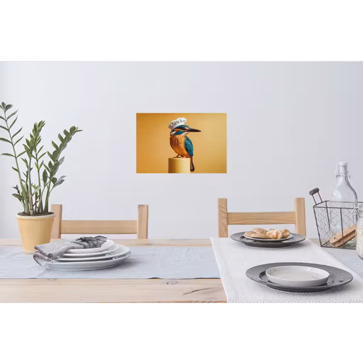 Ijsvogel - Pilaar - Koksmuts - Vogel Muursticker klein -eettafel