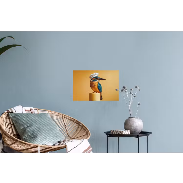 Ijsvogel - Pilaar - Koksmuts - Vogel Muursticker klein -plant
