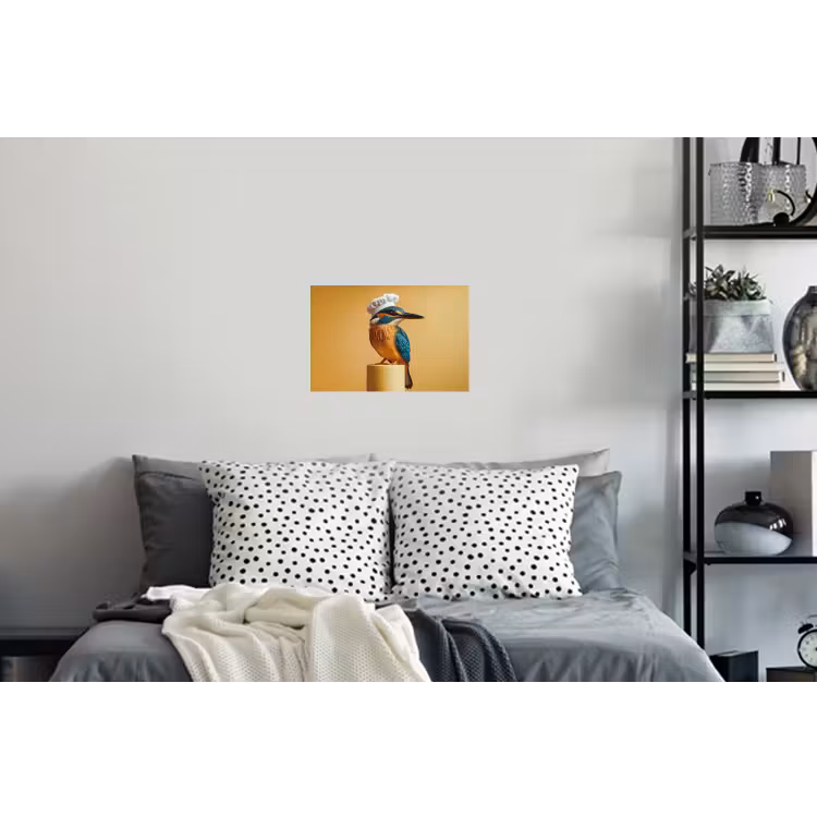 Ijsvogel - Pilaar - Koksmuts - Vogel Muursticker klein -slaapkamer
