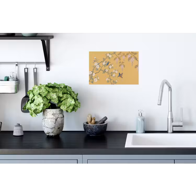 IJsvogels - Bloesem - Geel Muursticker klein -keuken
