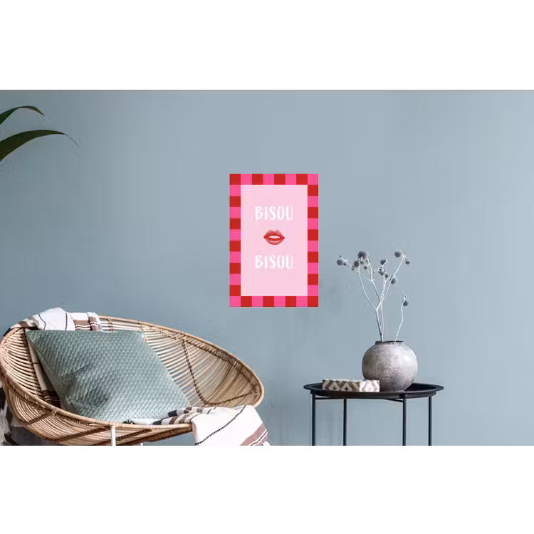 Kiss - Roze - Frans - Valentijn Muursticker klein -plant