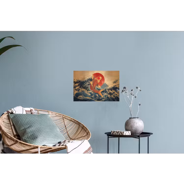 Koi - Zee - Golven - Zon Muursticker klein -plant