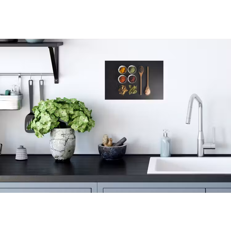 Pollepel - Specerijen - Kruiden - Groen - Bruin - Rustiek Muursticker klein -keuken