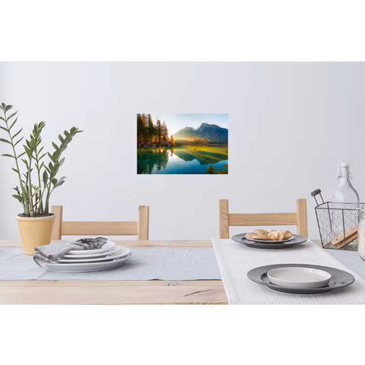 Meer - Bos - Bergen - Natuur - Zon - Landschap Muursticker klein -eettafel