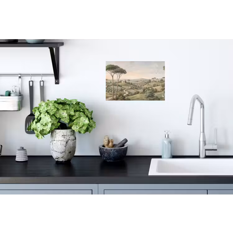 Landschap - Heuvels - Zandpad - Groen Muursticker klein -keuken