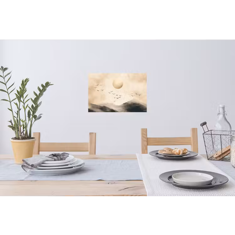 Landschap - Japandi - vogel Muursticker klein -eettafel