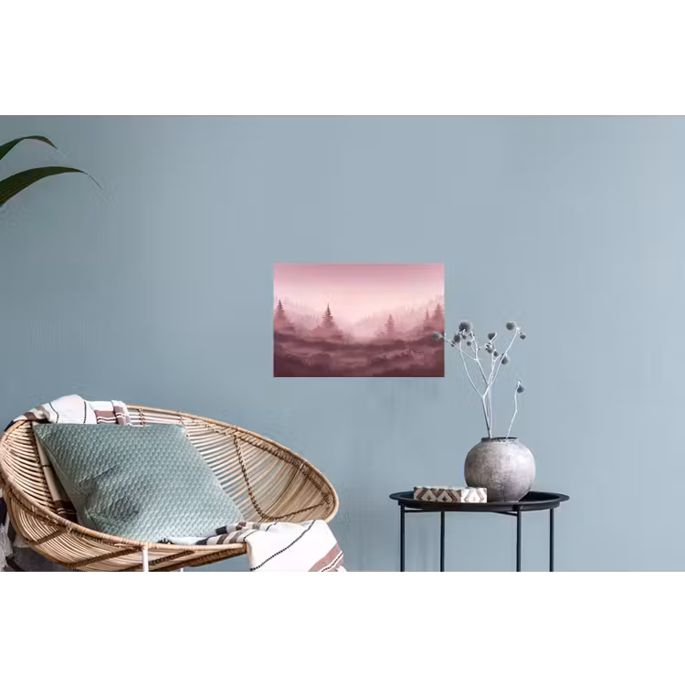 Landschap - Mistig - Roze Muursticker klein -plant