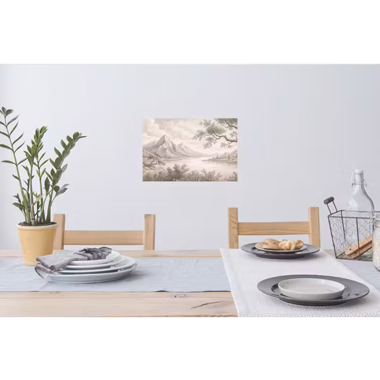 Landschap - Bergen - Meer - Natuur Muursticker klein -eettafel