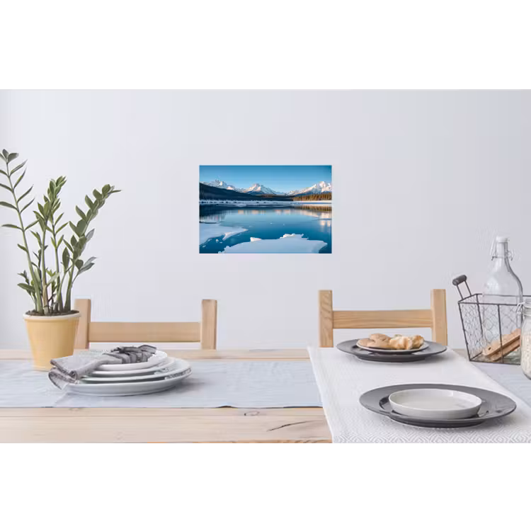 Landschap - Winter - Meer - Bergen - Uitzicht - IJs Muursticker klein -eettafel