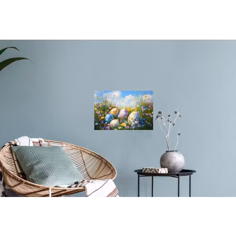 Grasveld - Eieren - Bloemen Muursticker klein -plant