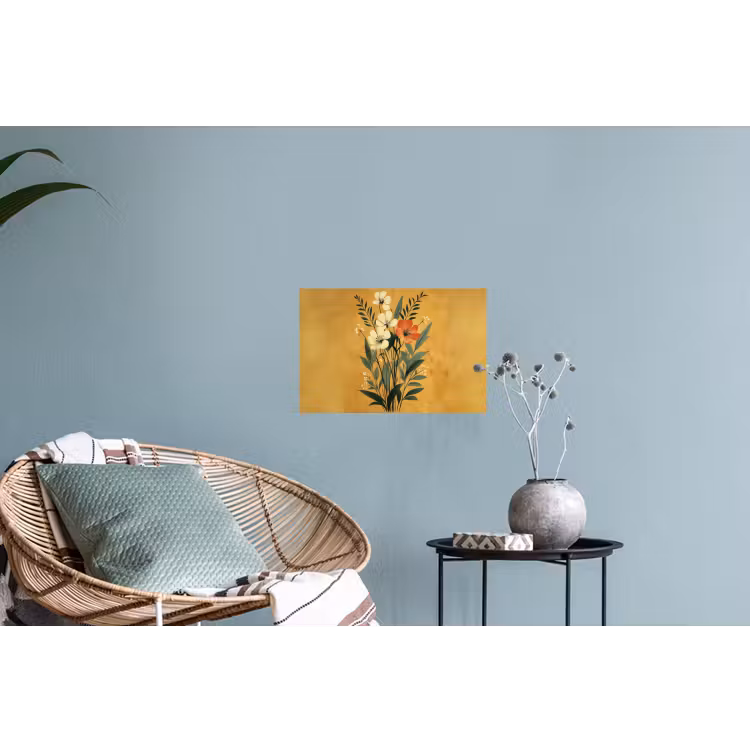 Bladeren - Boeket - Bloemen - Geel Muursticker klein -plant