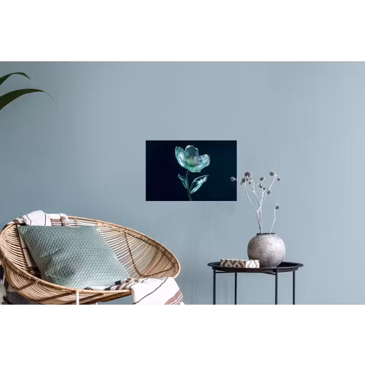 Bladeren - Bloem - Glazen - Donkerblauw Muursticker klein -plant