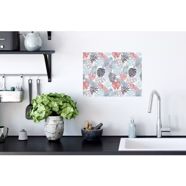 Inductie beschermer - Bladeren - Pastel - Jungle - Afdekplaat voor kookplaat Muursticker klein -keuken