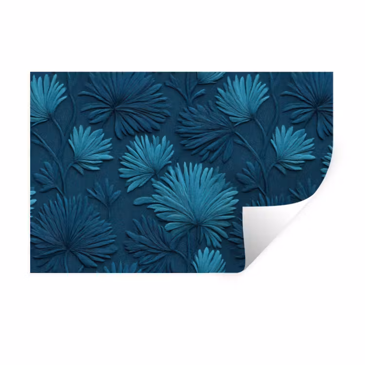 Bladeren - Reliëf - Patroon - Oceaanblauw - Modern Muursticker klein 286 -3d