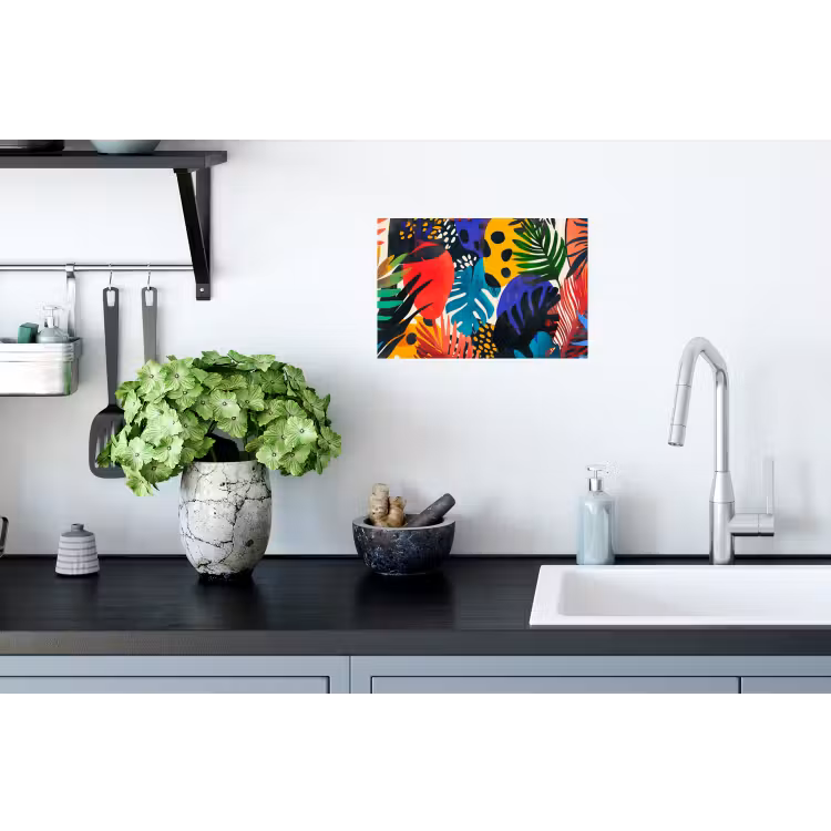 Bladeren - Vormen - Abstract - Kleurrijk Muursticker klein -keuken